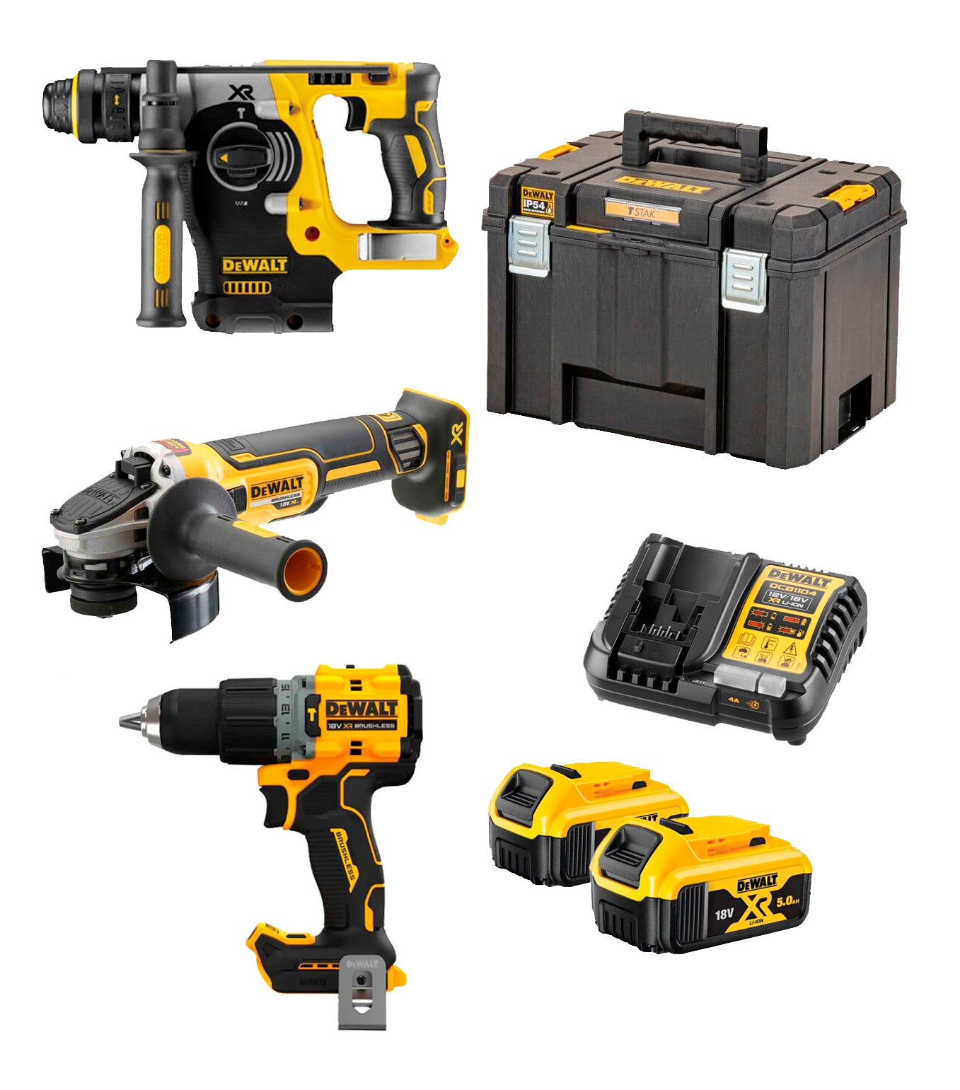 Kit 3 Werkzeuge XR 18V + 2bat 5Ah + Ladegerät + TSTAK Dewalt DCK355P2T Box
