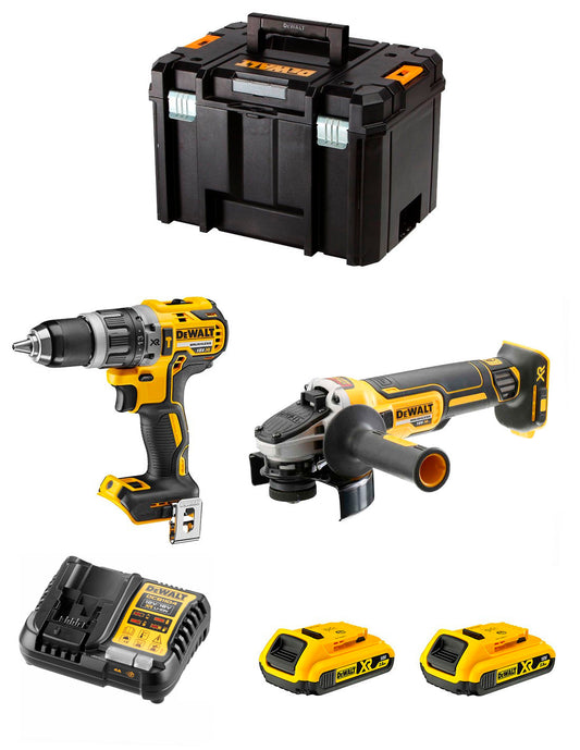 Dewalt Kit DCD796 Bohrhammer + DCG405 Mini-Schleifer + 2bat 2Ah + Ladegerät + TSTAK VI DCK205D2