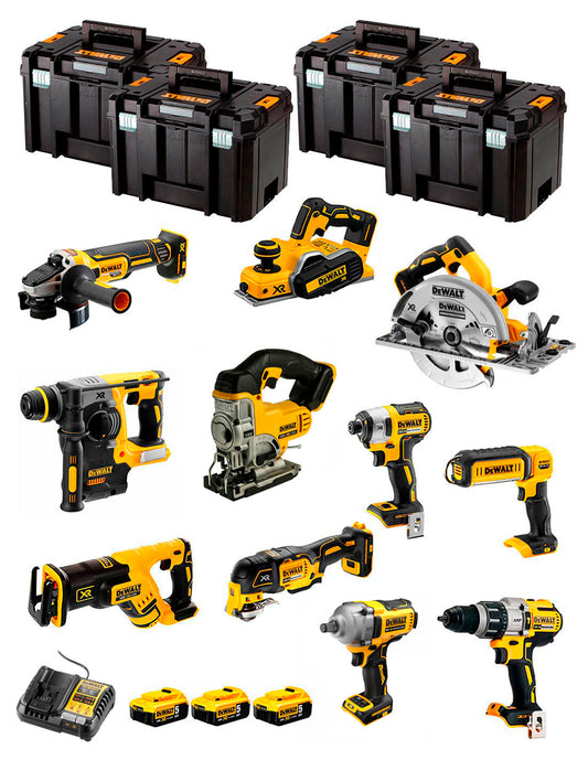 Dewalt Kit 11 Werkzeuge + 3bat 5Ah + DCB1104 Ladegerät + 4xTSTAK DCK116P3