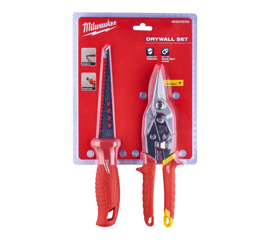 Gipskartonbausatz mit Gipskartonschneider und Säge Milwaukee
