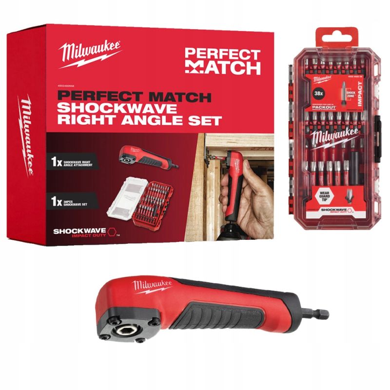 Acoplamiento angular recto + juego de puntas 38pcs Milwaukee 4932492656