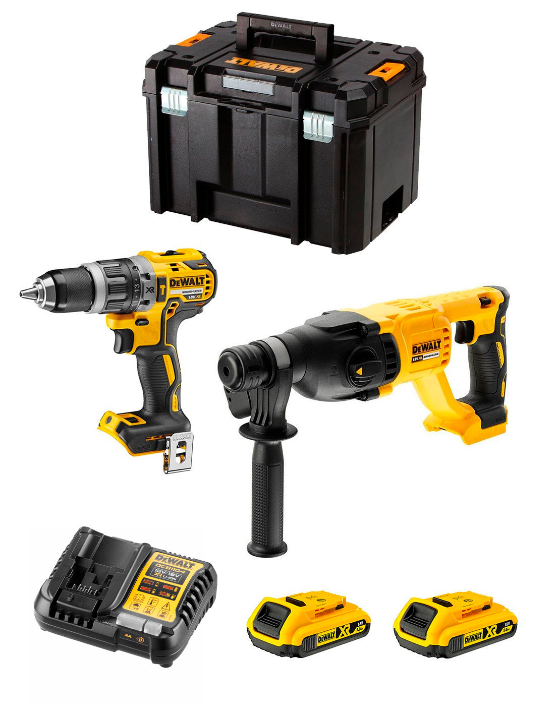Dewalt DCD796 Bohrhammer-Set + DeWALT DCH133 Bohrhammer + 2bat 2Ah + Ladegerät + TSTAK VI DCK233D2