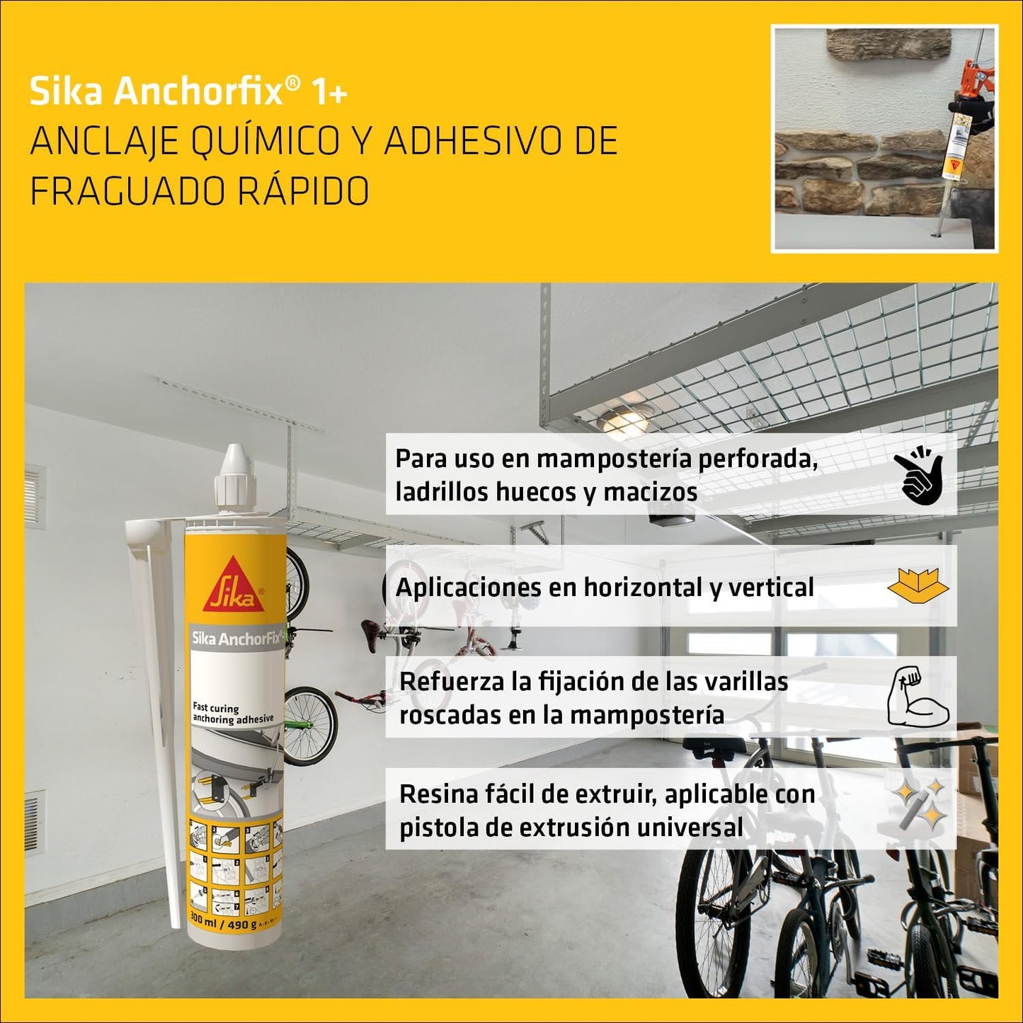 Schnell aushärtende Klebstoffkartusche für Verankerungen Komponente A+B 300 ml Sika AnchorFix-1