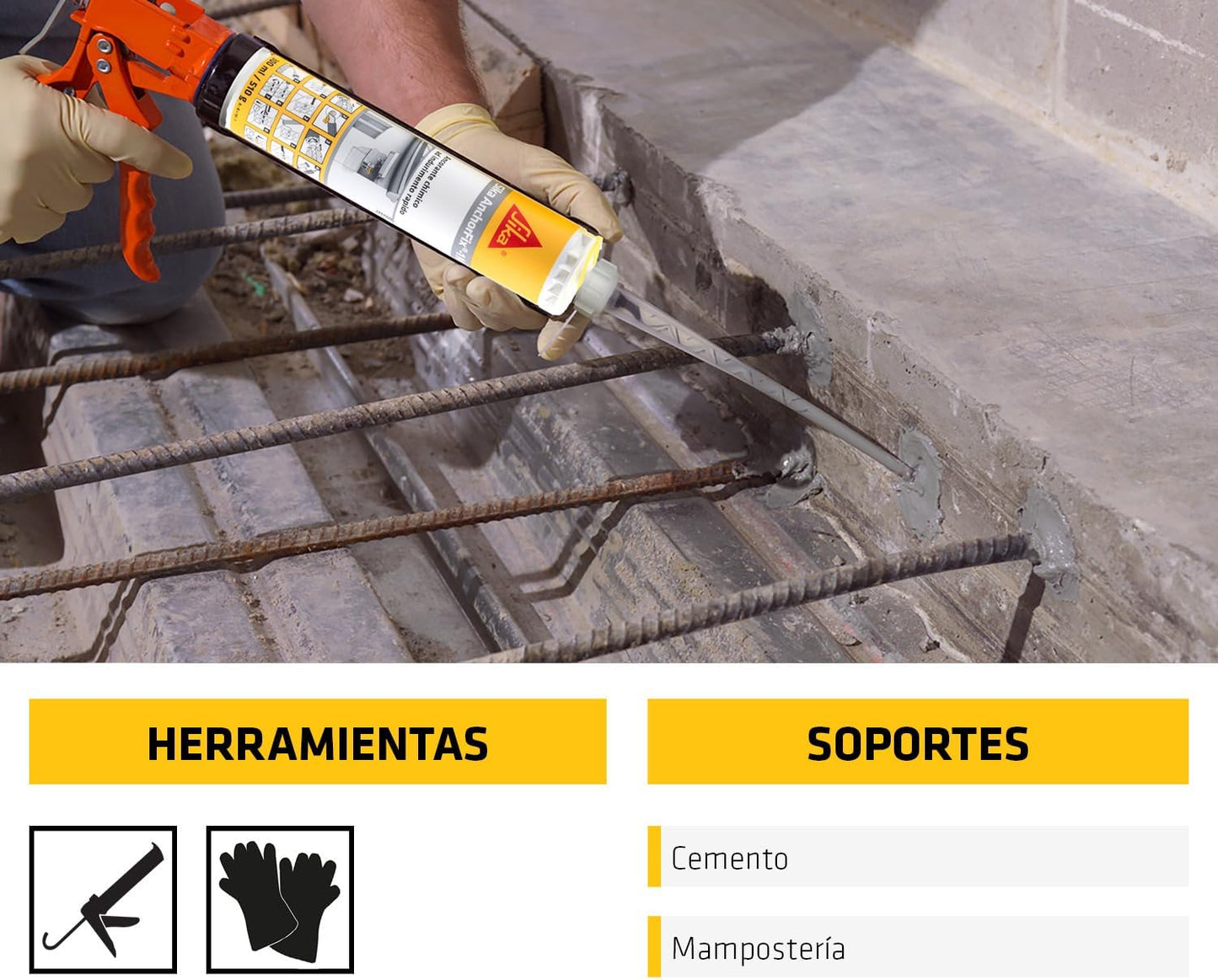 Schnell aushärtende Klebstoffkartusche für Verankerungen Komponente A+B 300 ml Sika AnchorFix-1