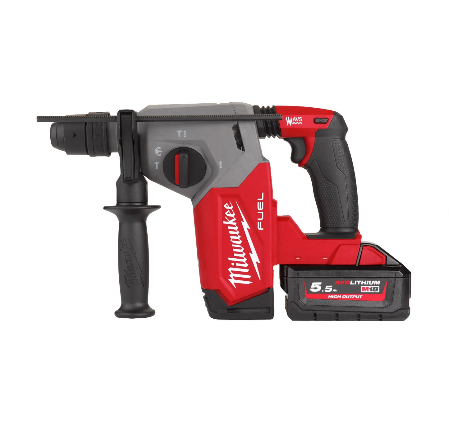 26-mm-SDS-Plus-Kombihammer mit Fixtec 2,5J + 2bat 5,5Ah + Ladegerät + Koffer Milwaukee M18 FHX-552X