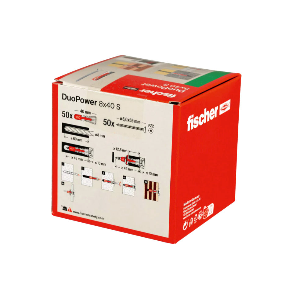 Duopower-Dübelset 8x40S + Fischer-Schrauben 50 Stück