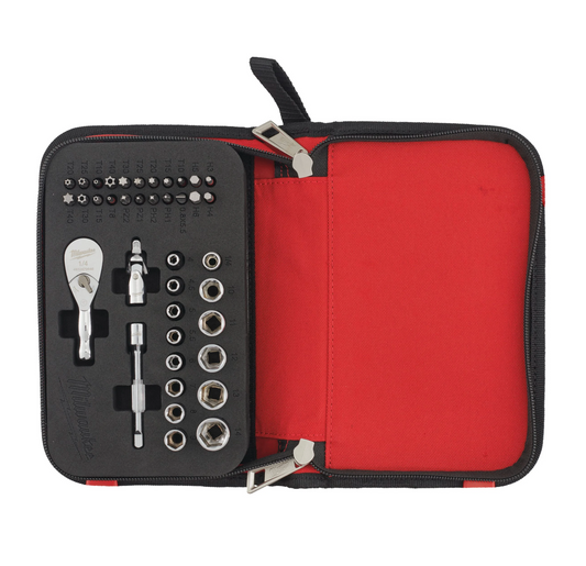 Kompaktes 1/4-Zoll-Ratschensatz mit Milwaukee-Zubehör