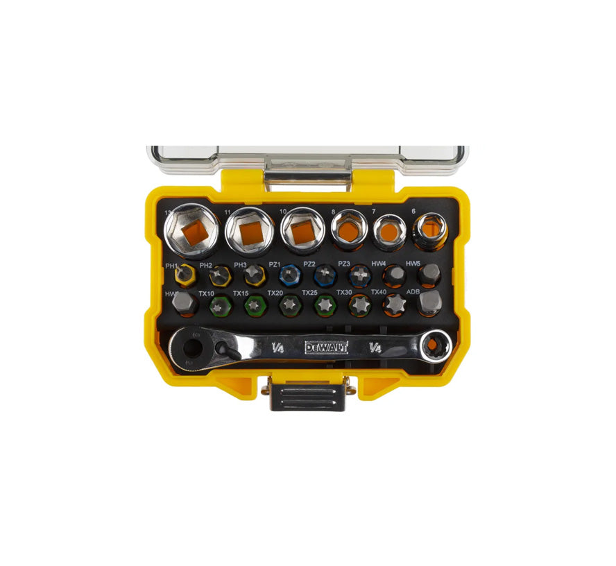 24-teiliges Set mit Steckschlüsseleinsätzen und Bits von Dewalt DT71516
