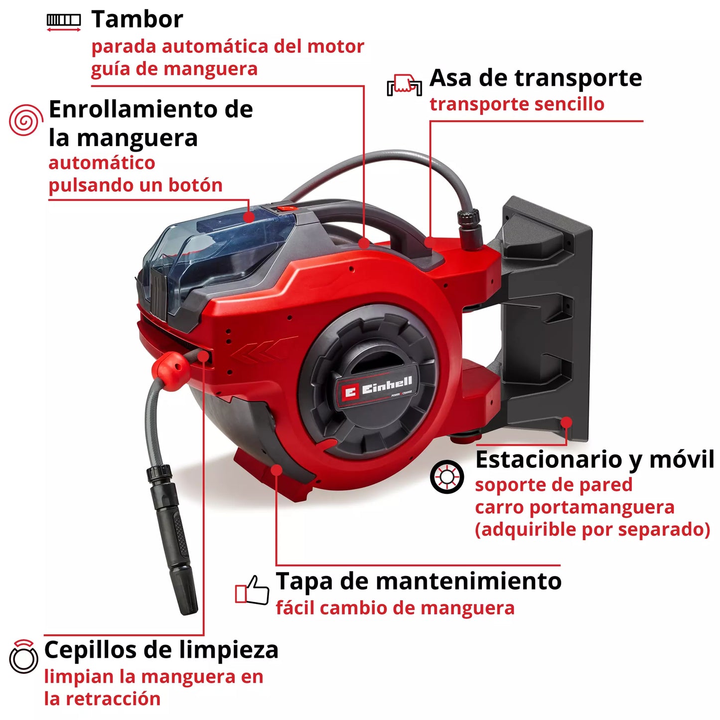 GE-HR 18/30 Li-Solo Batteriebetriebene Schlauchtrommel Einhell