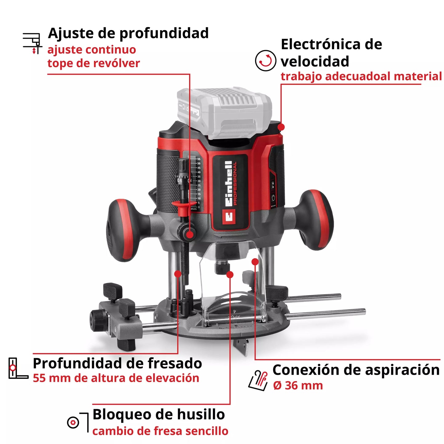 Fräsmaschine 18V 55mm Einhell TP-RO 18/55 Li BL - Solo