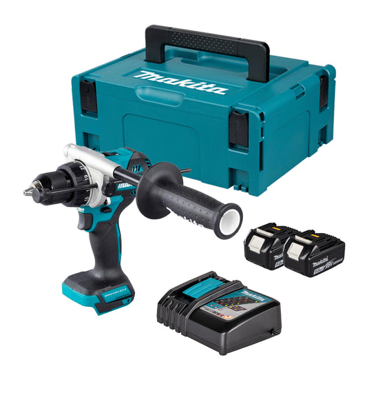 Makita DHP493RTJ 18V LXT Akku-Schlagbohrschrauber mit 2 x 5Ah Akkus + Ladegerät + Transportkoffer