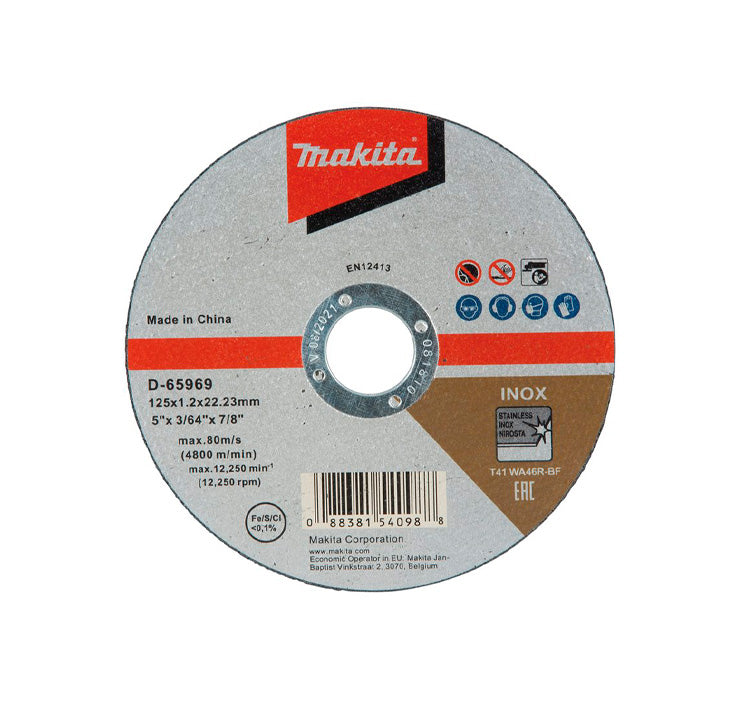 Schachtel mit 10 Makita D-65969-10 125mm Edelstahl-Trennscheiben