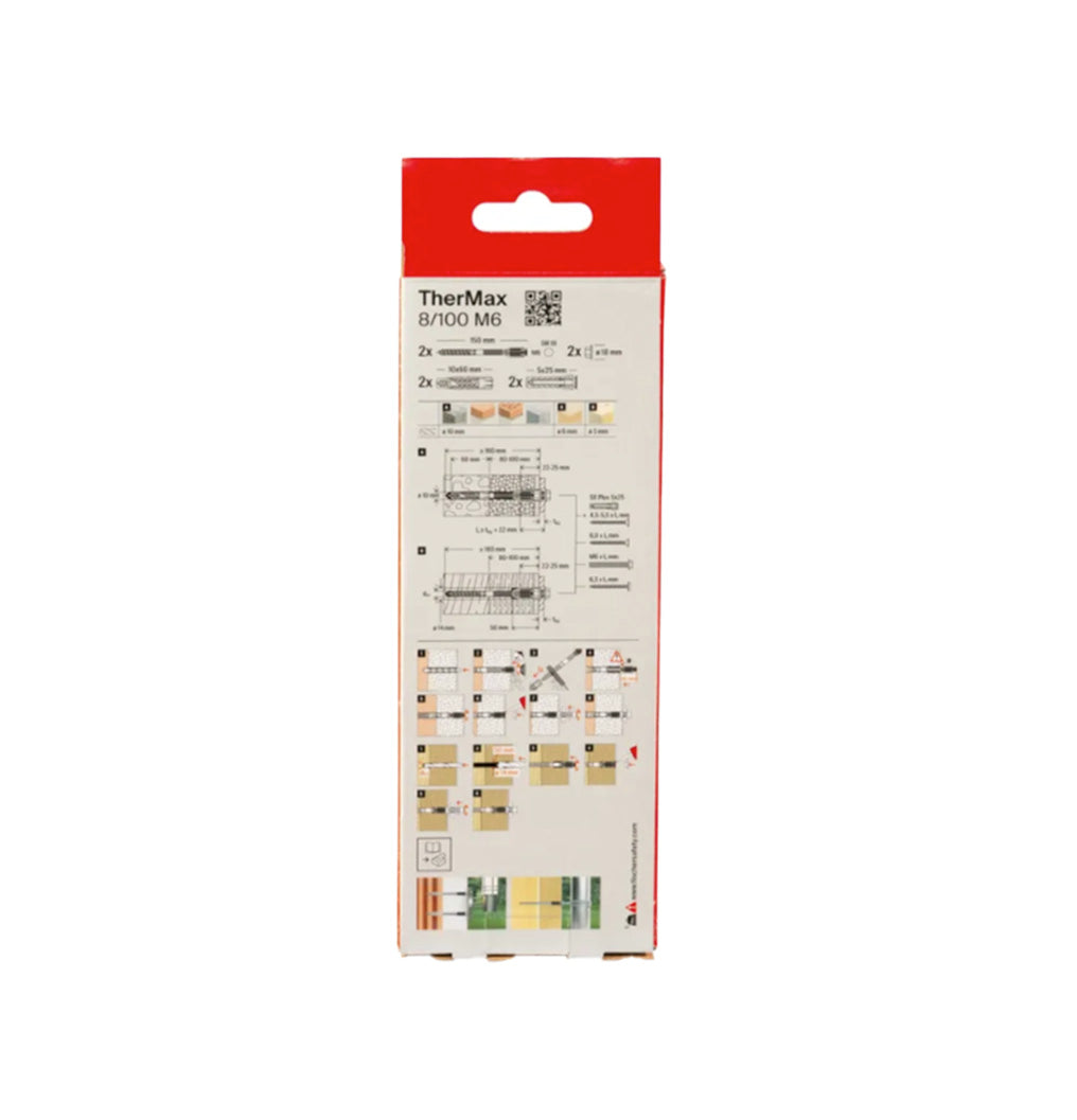 Packung mit 2 Stück TherMax 8/100 M6 Fischer-Befestigungsdübel für Fassaden mit Wärmedämmung