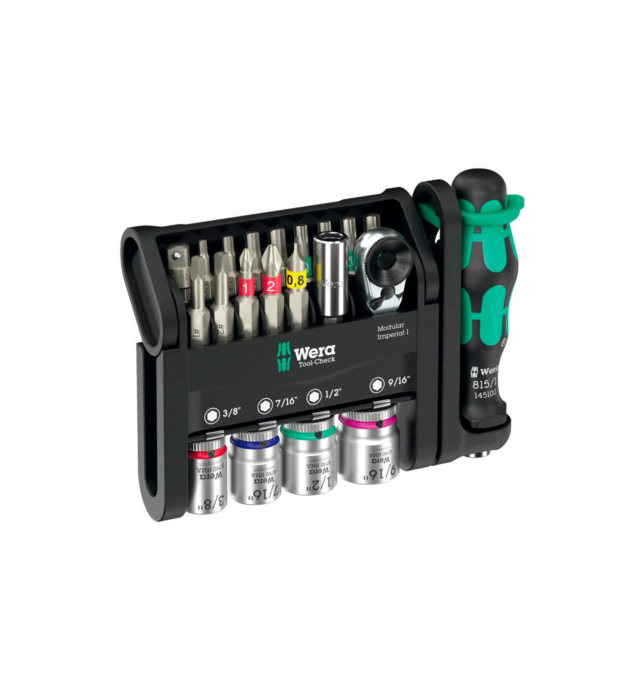 Tool-Check Modular Imperial 1 Kompaktes 21-teiliges Set mit Ratsche und Kraftform-Griff Wera 049001